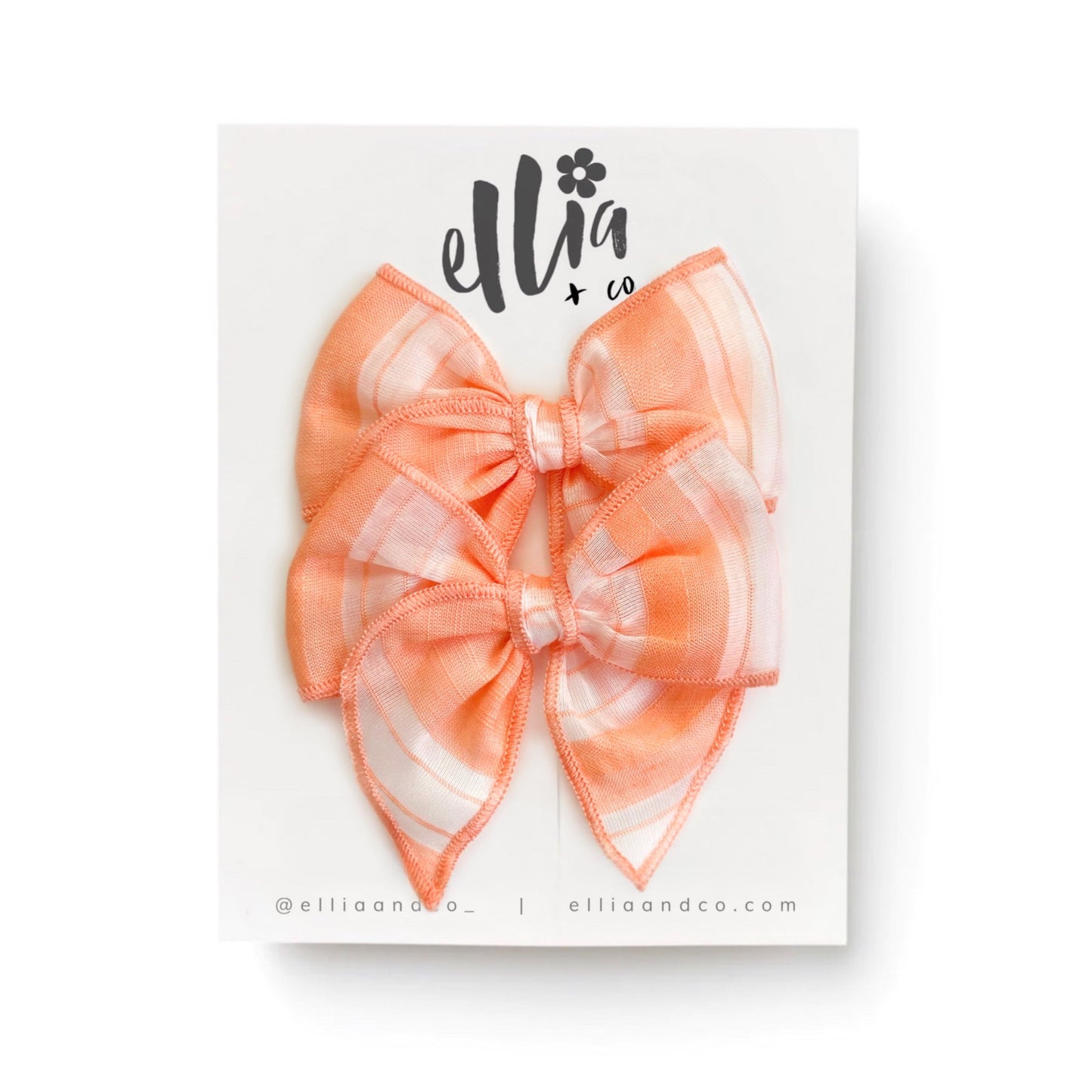 Sheer Peach Stripe - Mini Fairytale Piggie Clips