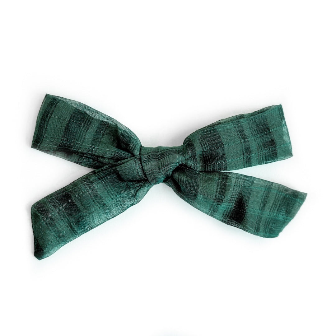 Evergreen Plaid Georgette - Oversized Knot