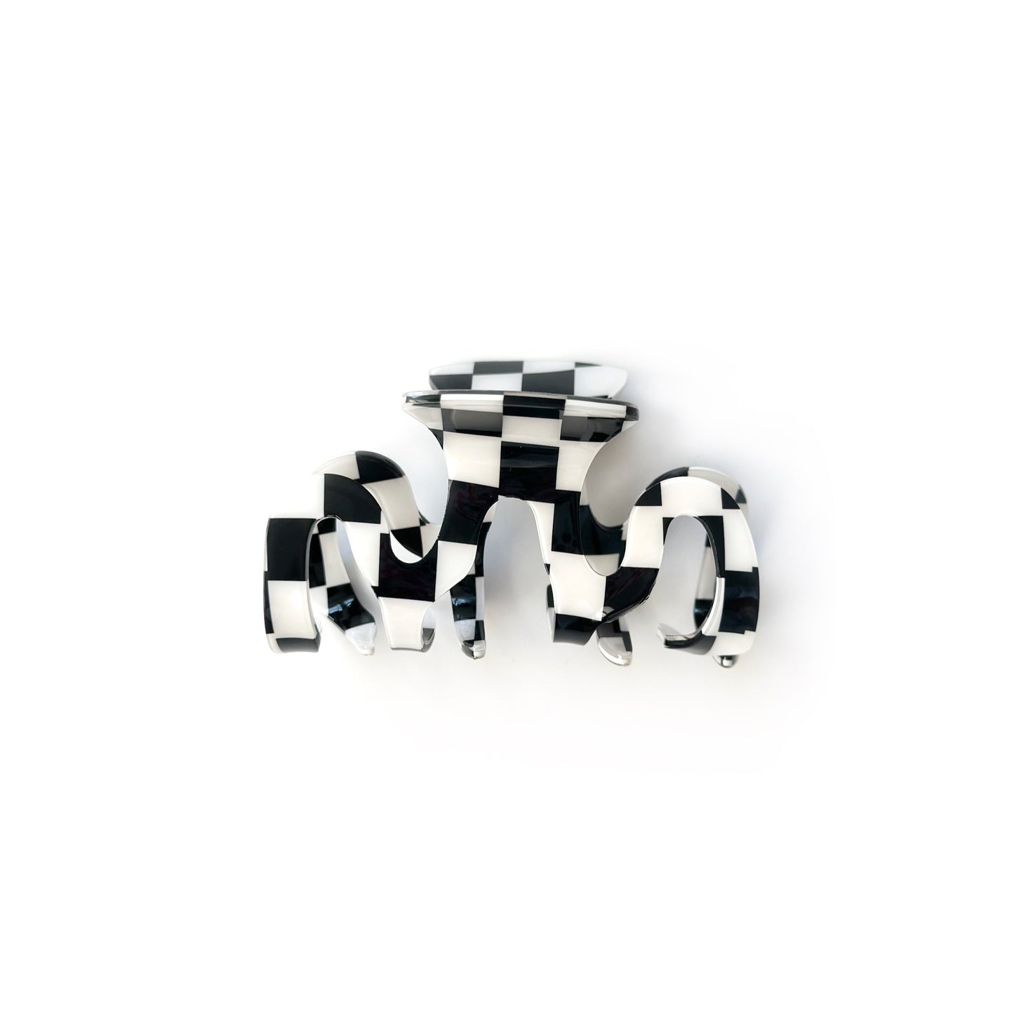 Monochrome Checkerboard - Squiggle Claw Clip