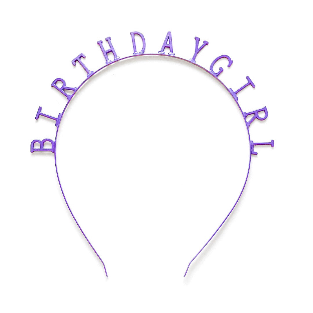 Purple Birthday Girl - Metallic Skinny Headband