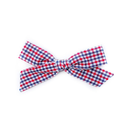 Red and Blue Mini Gingham - Oversized Knot