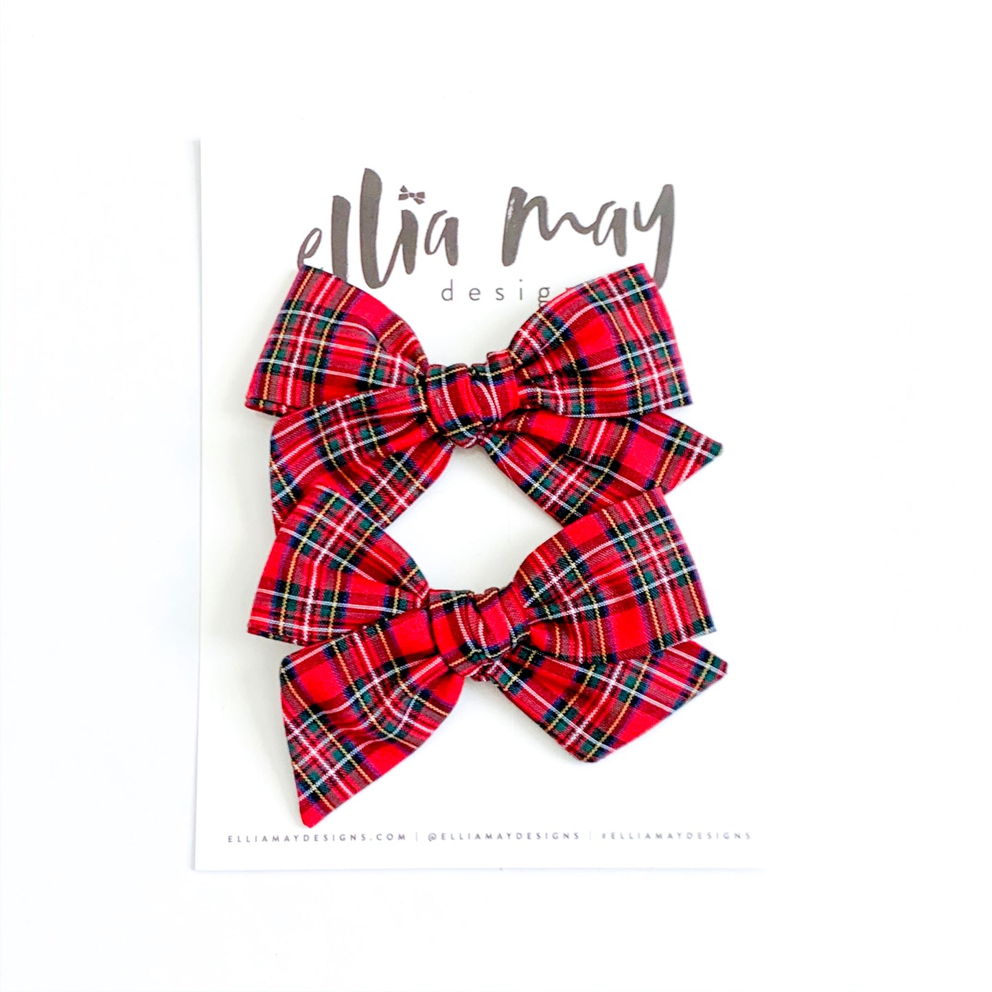 Traditional Holiday Plaid in Red - Mini Twirl Piggie Clips